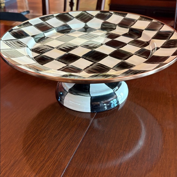 MacKenzie-Childs Country Check Pedestal Cake Platter - Picture 2 of 8